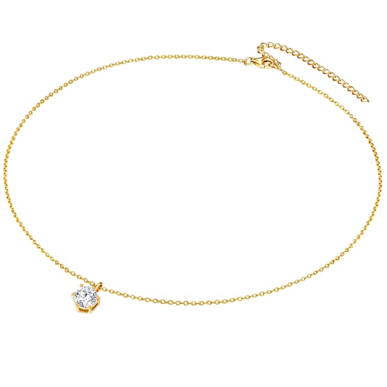 Set (necklace + stud earring) sterling silver yellow gold embellished with swarovski crystals® white Rafaela Donata - Image 2