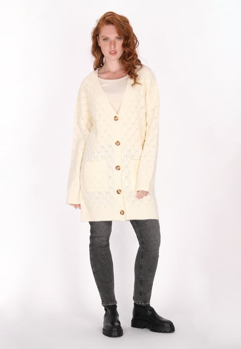 Dreimaster Cardigan women wool white melange - Image 2