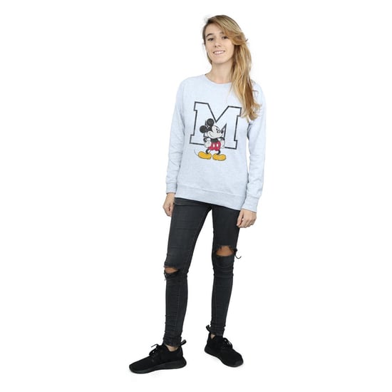 Disney Womens/Ladies Classic M Mickey Mouse Sweatshirt (Heather Grey) - Image 4
