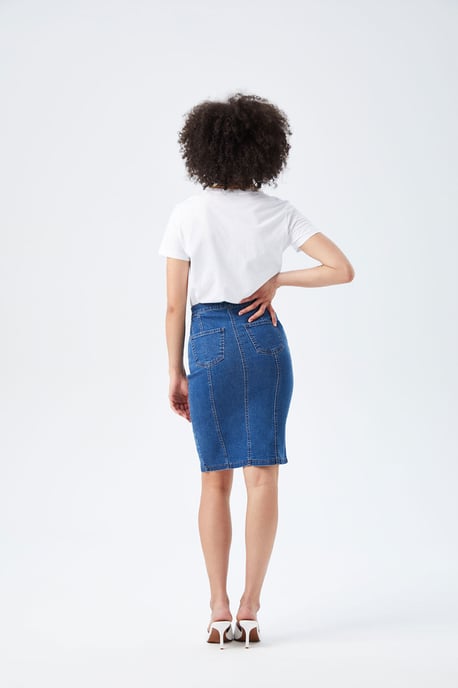 Mid Blue Pencil Skirt