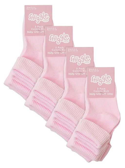Calcetines de algodón con vuelta para bebé | Pack de 6 pares | Calcetines divertidos para niño y niña - Rosa - Image 2