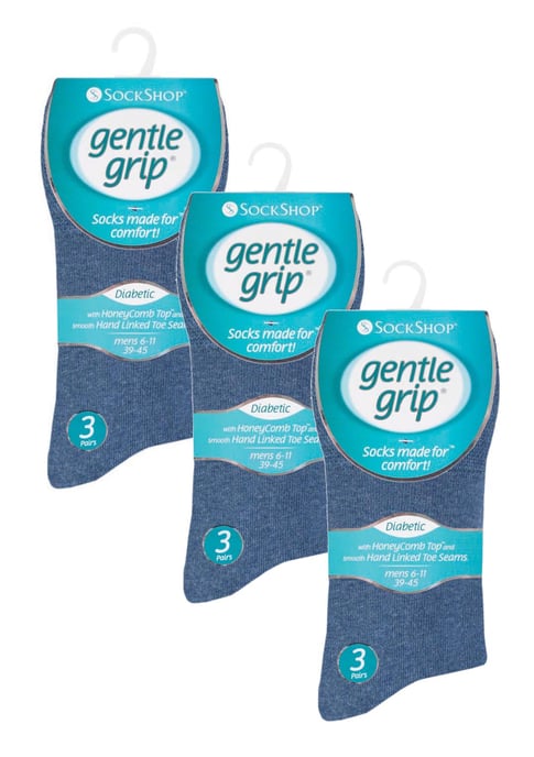 Gentle Grip - 9 Pares de Calcetines de Algodón No Elástico para Hombre - Azul - Image 2