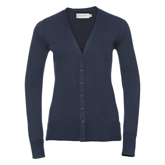 Russell Collection Ladies/Womens V-neck Knitted Cardigan (French Navy) - Image 1