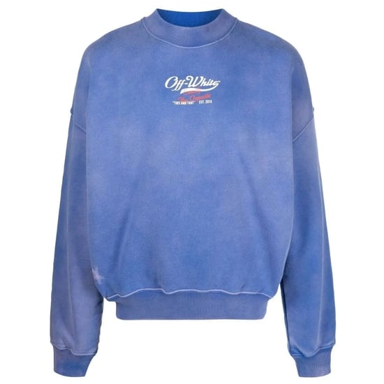 Off-White Wave Off Boxy Fit Crewneck Blue Sweatshirt