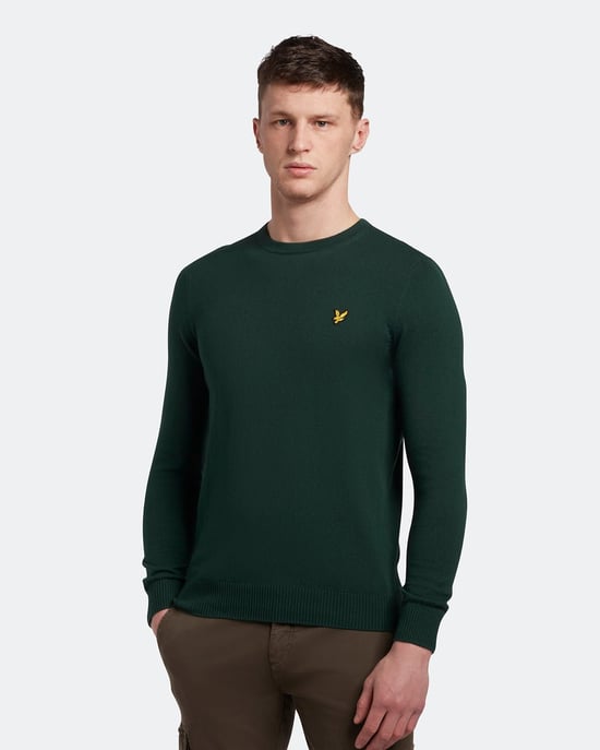 Jersey de Cuello Redondo de Algodón y Merino Lyle & Scott en Verde - Image 1