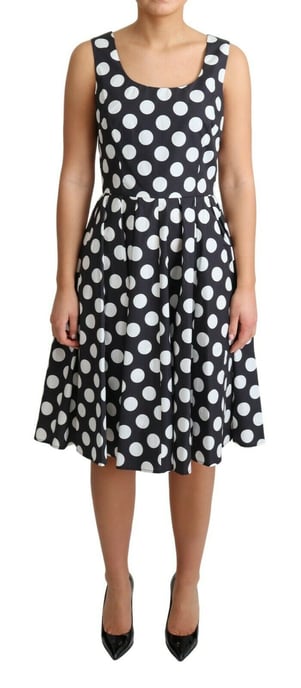 Vestido de algodón azul con lunares de A-Line para mujer de Dolce & Gabbana - Image 1
