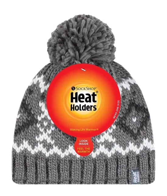 Mens Fleece Lined Thermal Winter Warm Beanie Bobble Hat with Pom Pom - Image 2