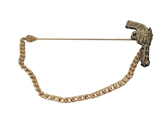 Pin de solapa Dolce & Gabbana de latón dorado con broche de revólver de cobre - Image 3