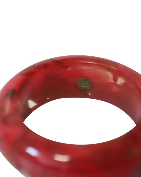 Lanvin Marble Resign Bangle Bracelet in Red and Black Plastic - Image 5