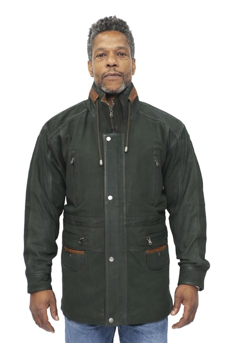 Mens Nubuck Leather Parka Coat-Winnipeg