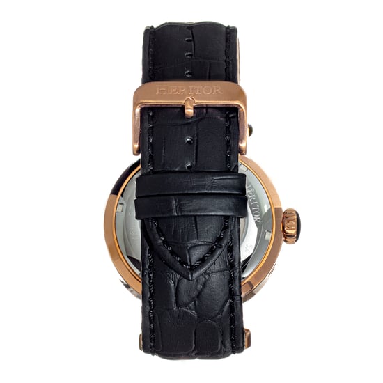 Heritor Automatic Ganzi Semi-Skeleton Leather-Band Watch