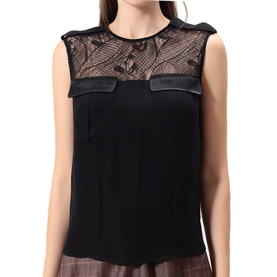 Bi-material lace and satin top - Image 1