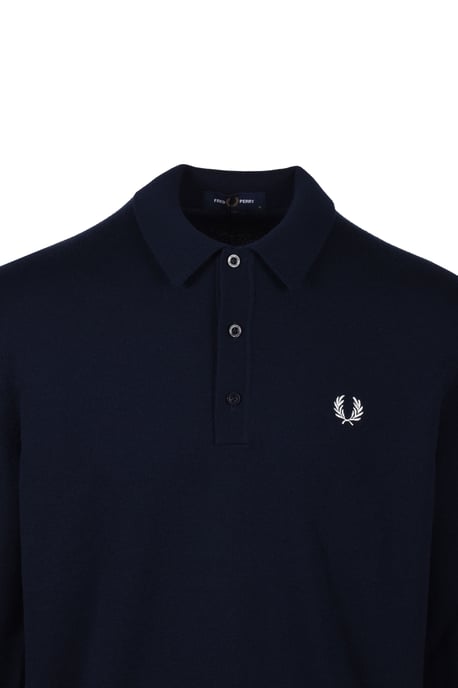 Camisa de Punto de Manga Larga Fred Perry Azul Marino - Image 2