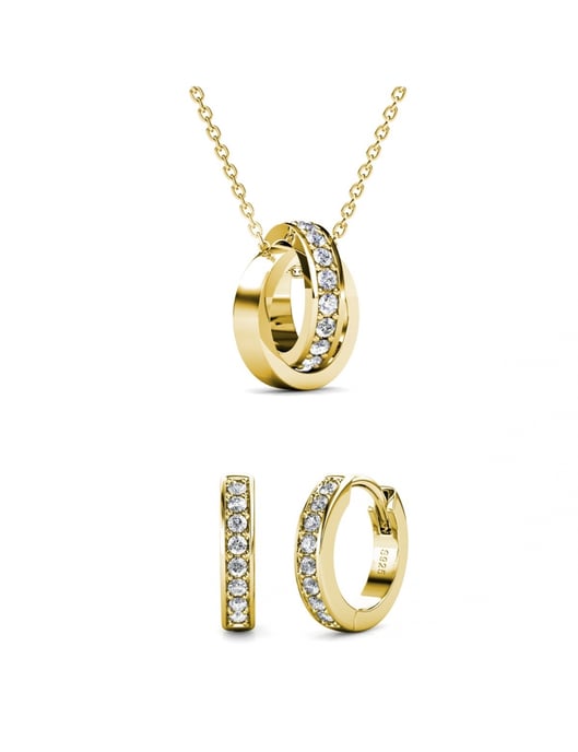 Conjuntos de aros circulares - Oro y cristal - Image 1