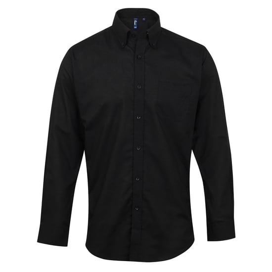 Premier Mens Signature Oxford Long Sleeve Work Shirt (Black) - Image 1