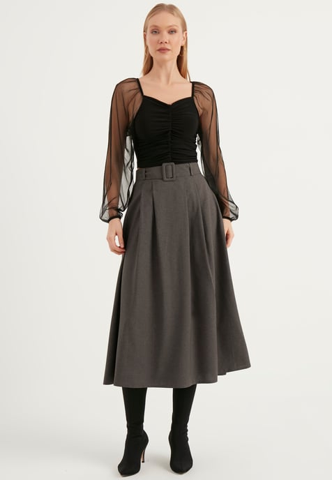 Belt Detailed Pocket Skirt - Image 2