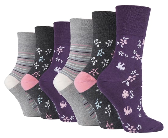 Gentle Grip - 6 Pairs Ladies Gentle Grip Non Elastic Socks - SOLRH214 - Image 1