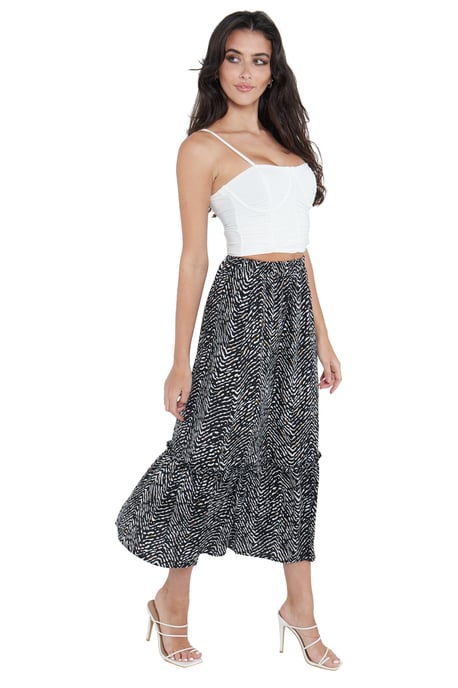 Falda Midi con Volantes y Estampado Animal - Image 2