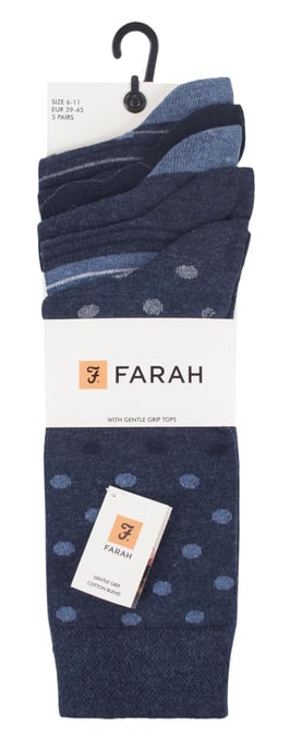 Farah - Paquete de 5 calcetines de algodón para hombre, finos, transpirables y con diseño de lunares - FCS273DENTEL (Lunares) - Image 2
