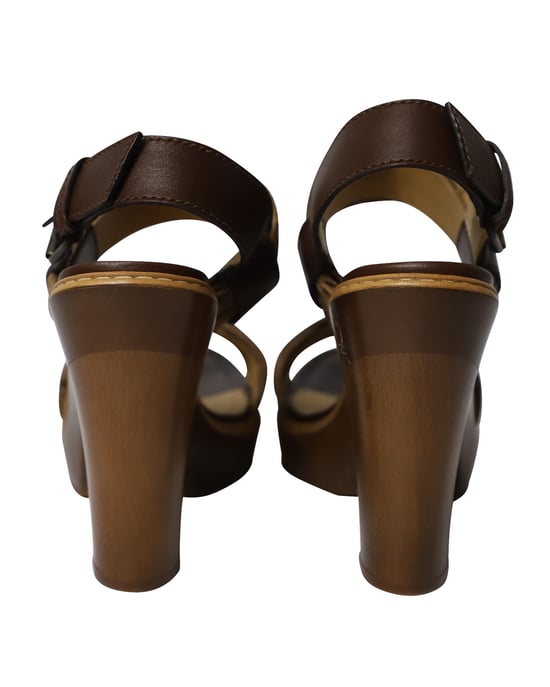 Lanvin Wooden Heels in Brown Leather - Image 4