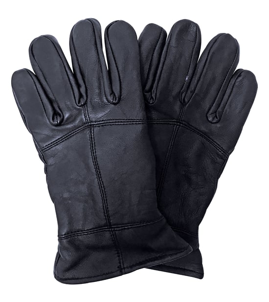 Guantes de piel Thinsulate para hombre | THMO | Guantes de piel con forro polar a prueba de viento para invierno en negro - Negro - Image 1