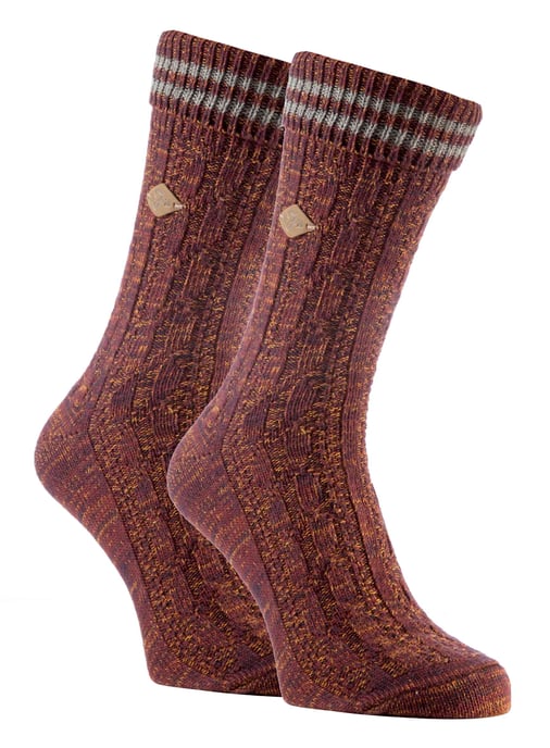Paquete de 2 calcetines de algodón de punto por cable para hombre con parte superior vuelta - Image 1