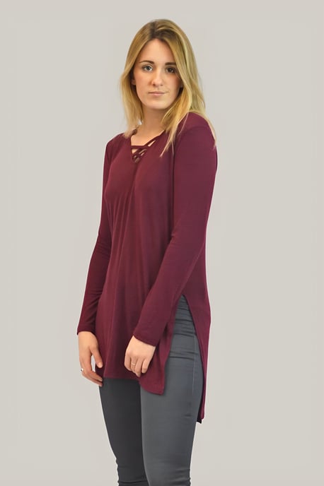 Lattice V Neck Tunic Top Dress