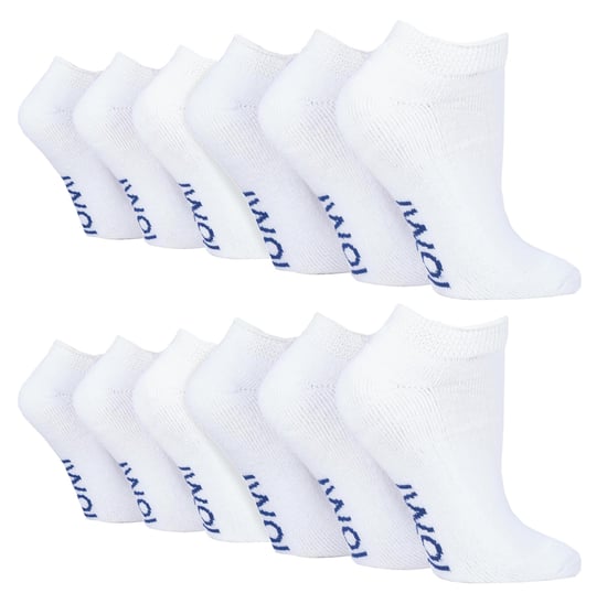 12 Pares Multipack Calcetines Diabéticos de Entrenamiento para Pies y Tobillos Hinchados | IOMI | Calcetines de algodón acolchados extra anchos de corte bajo para hombres y mujeres - Blanco - Image 1