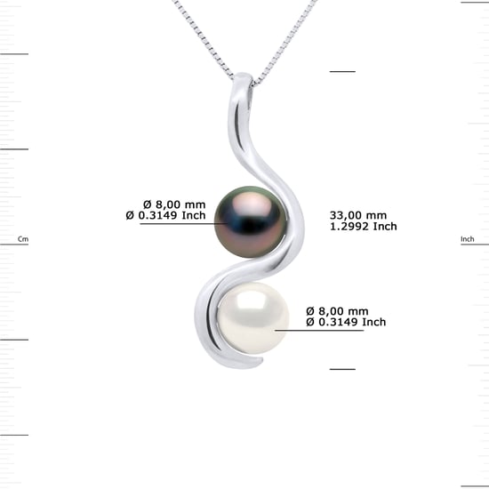 DIADEMA - Necklace - You & Me - Real Freshwater Pearls - Silver - White