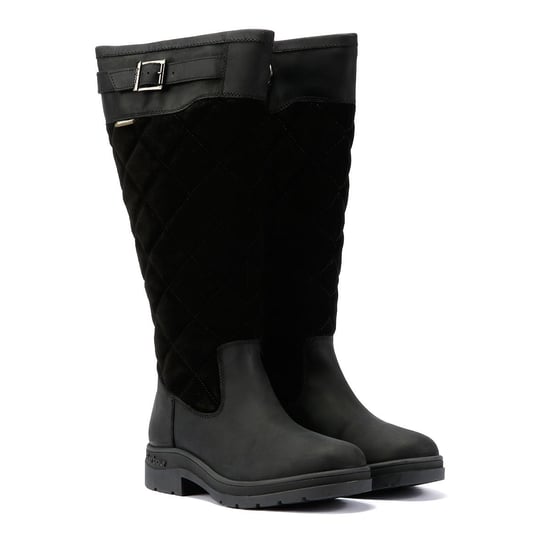 Barbour Oak Tall Suede/Leather Women's Black Boots - Image 1