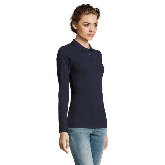 SOLS Womens/Ladies Perfect Long Sleeve Pique Polo Shirt (French Navy) - Image 6