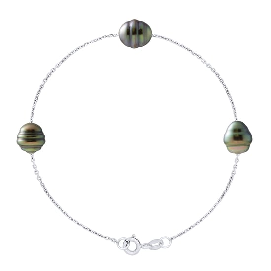 Bracelet 3 Real Cultured Tahiti Pearls Circled 8-9 mm