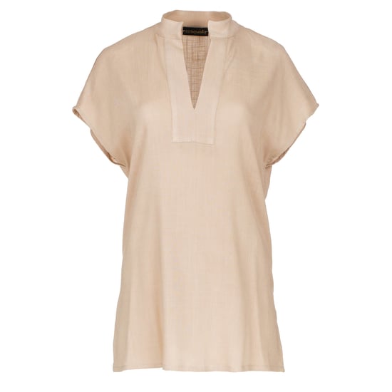Blusa sin mangas estilo lino beige - Image 2