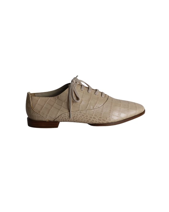 Alexander Wang Ingrid Croc-Embossed Oxfords in Beige Calfskin Leather - Image 1