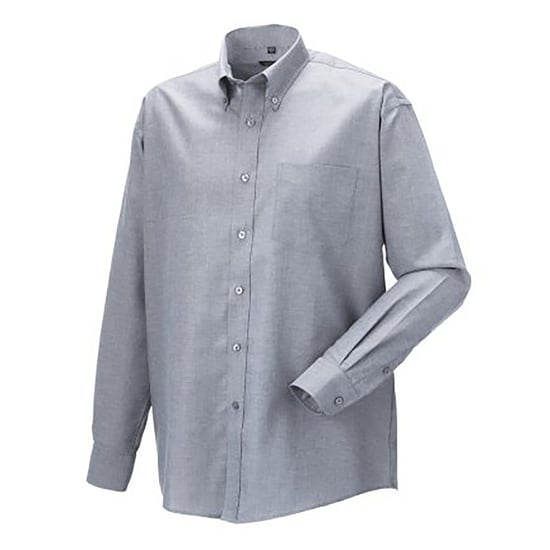 Russell Collection Mens Long Sleeve Easy Care Oxford Shirt (Silver Grey) - Image 1