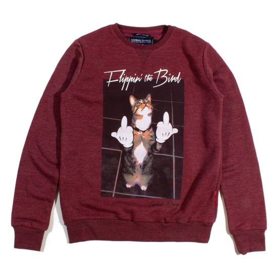 Criminal Damage Burgundy 'Flippin' Sweatshirt - Image 1