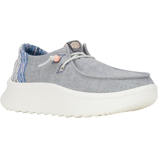 HEYDUDE Wendy Peak Chambray Woven Polyester Women's Grey Loafers - Image 1
