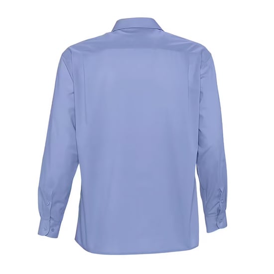 SOLS Mens Baltimore Poplin Long-Sleeved Shirt (Middle Blue) - Image 2