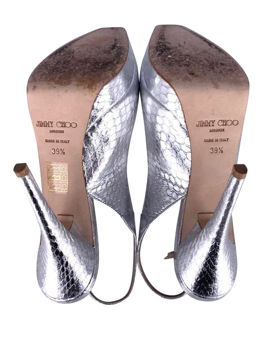 Jimmy Choo Clue Pumps in Silver Leather - Image 4