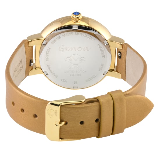 Reloj de Mujer GV2 Genoa 12532S Suizo Cuarzosa de Madreperla con Diamantes y Correa de Cuero Beige - Image 2