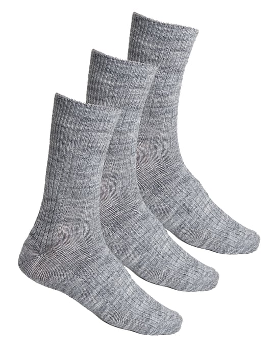 3 Pares Multipack Calcetines Lana Alpaca Mujer | Steven | Calcetines gruesos transpirables para botas - Gris - Image 1