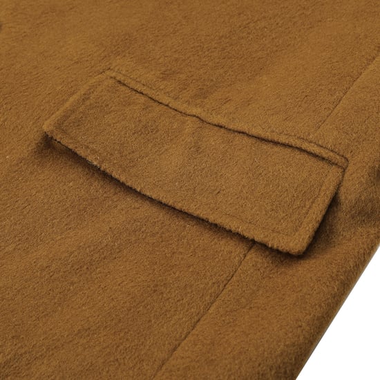 Men's Knee-Length Winter Wool Coat Slim Fit Turn-Down Collar Business Coats Khaki - Image 5