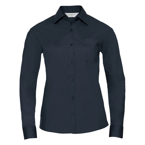Russell Collection Womens/Ladies Classic Polycotton Easy-Care Long-Sleeved Shirt (French Navy) - Image 1