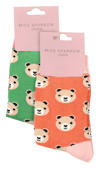 Miss Sparrow - Pack de 2 Calcetines de Bambú con Dibujos de Animales para Niñas - Osos - Image 2