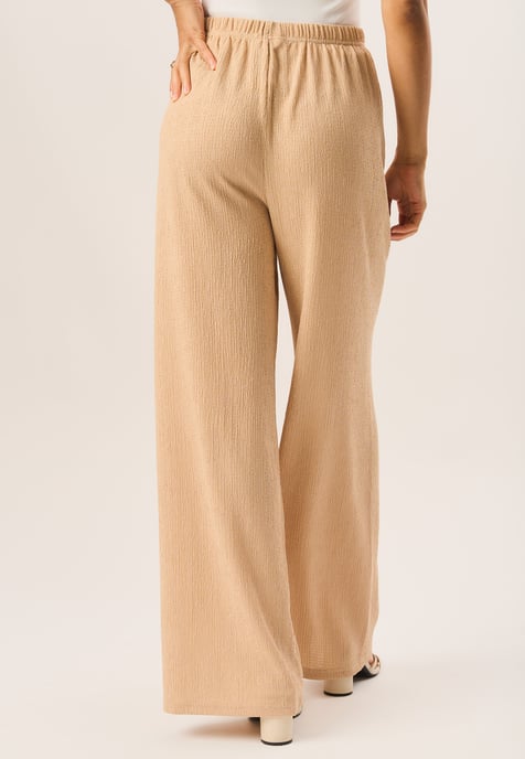 Textured Pull On Wide Leg Trousers