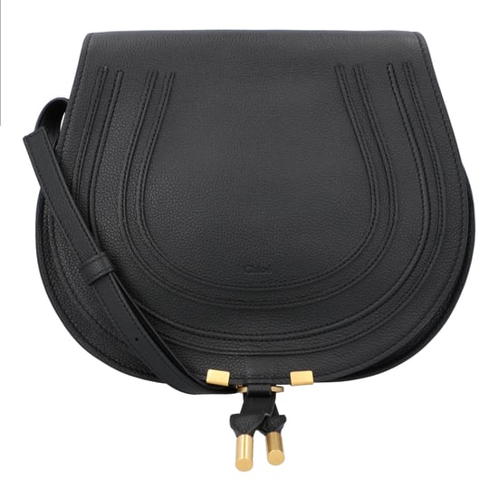 Chloé Marcie Medium Saddle Bag Black - Image 1