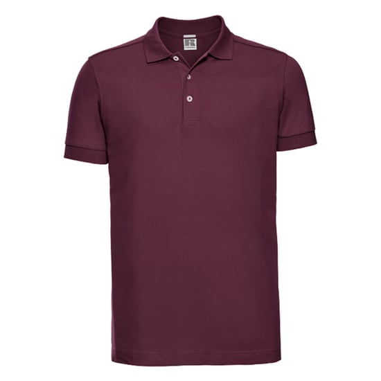 Russell Mens Stretch Fitted Polo Shirt (Burgundy) - Image 1