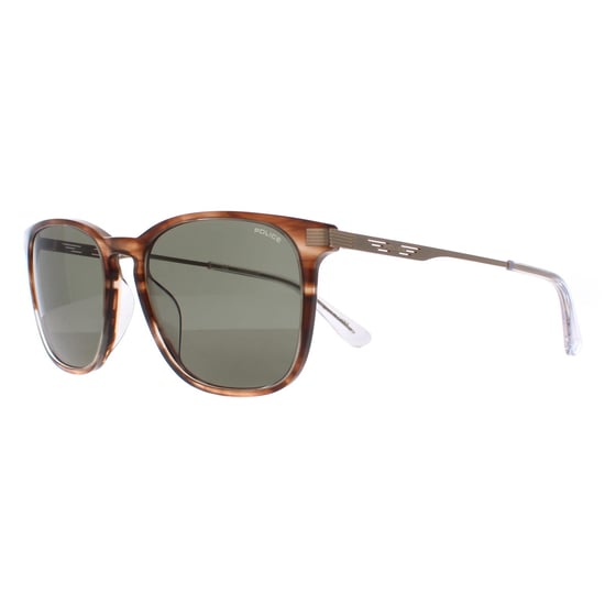 Police Square Mens Shiny Striped Brown Green SPLD47 Code 4