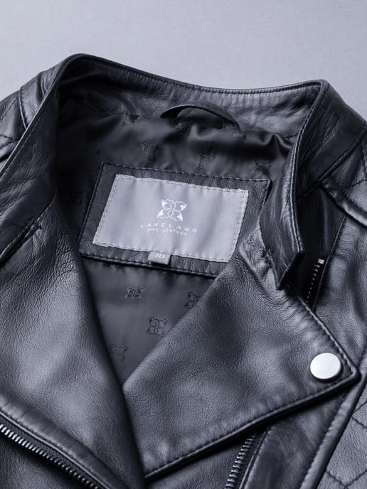Penny Quilted Leather Biker Jacket in Black
