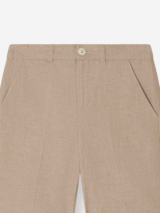 Bonpoint Boys Linen Calvin Shorts in Brown